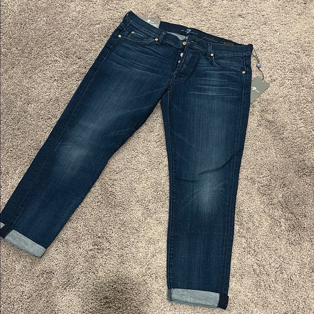 7 For All Mankind Women's Straight Leg Jeans - Dark Blue